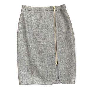 J. Crew Gray Pencil Skirt with Gold Zipper
